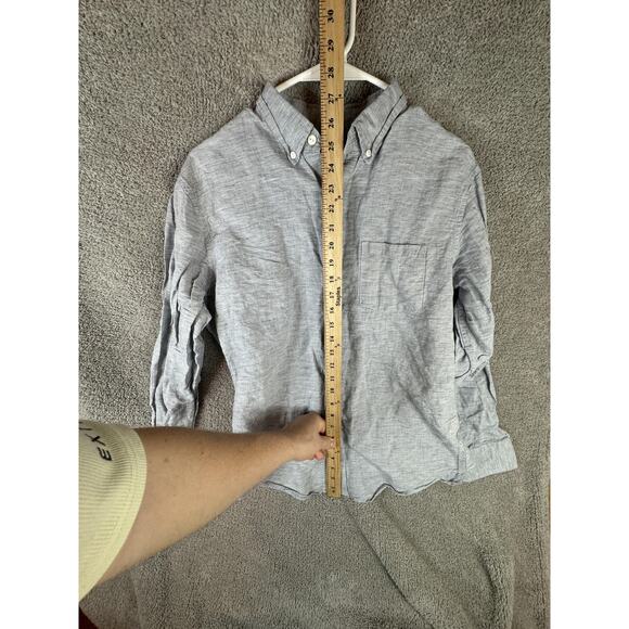 J.Crew Linen Shirt Mens Medium Light Blue Button Down Baird McNutt Long Sleeve - Picture 8 of 13